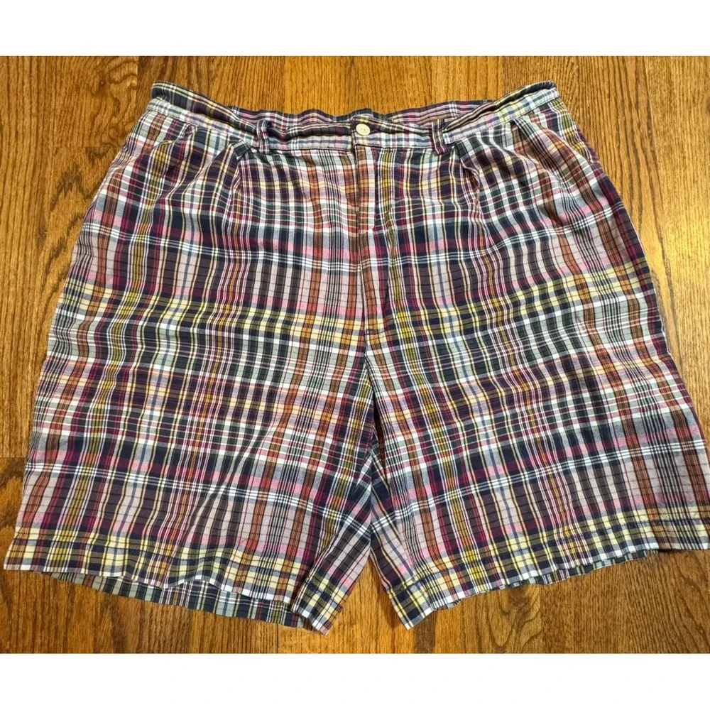 Polo Ralph Lauren Tyler Shorts Mens 36 Plaid Pleated 100%‎ Cotton Multi-Color